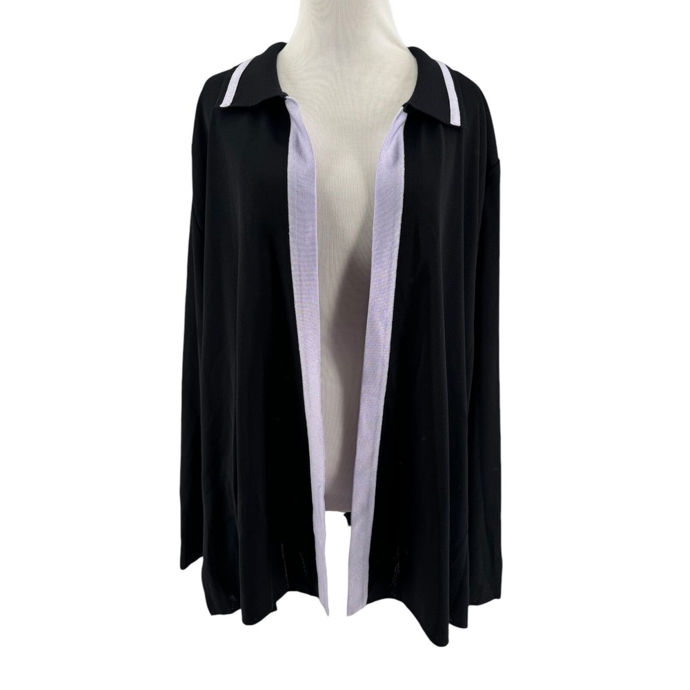 Exclusively Misook Women's Plus Black Purple Knit Cardigan Sweater Size 2X